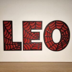 Spider-Man Inspired "LEO" Wall Art Letters – Red & Black Web Design Decorative Name Letters for Kids’ Room | 18 inch