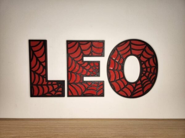 Spider-Man Inspired "LEO" Wall Art Letters – Red & Black Web Design Decorative Name Letters for Kids’ Room | 18 inch