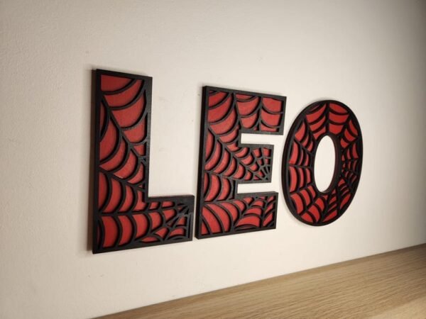 Spider-Man Inspired "LEO" Wall Art Letters – Red & Black Web Design Decorative Name Letters for Kids’ Room | 18 inch - Image 2