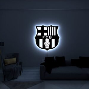 FC Barcelona LED Wall Art – Backlit FCB Logo Sign for Game Rooms, Bedrooms & Man Caves | 18 Inch
