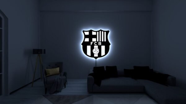 FC Barcelona LED Wall Art – Backlit FCB Logo Sign for Game Rooms, Bedrooms & Man Caves | 18 Inch
