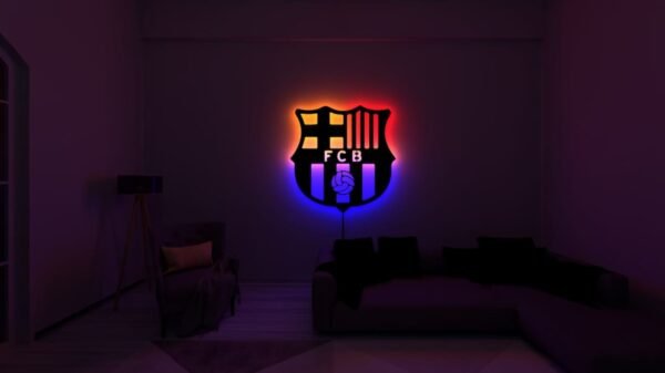 FC Barcelona LED Wall Art – Backlit FCB Logo Sign for Game Rooms, Bedrooms & Man Caves | 18 Inch - Image 4