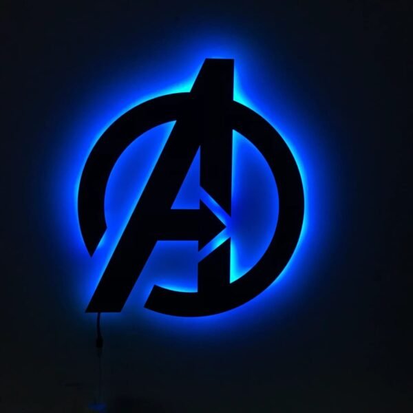 Avengers Logo LED Wall Art – Marvel Superhero Blue Backlit Sign | Gamer & Home Theater Decor | 18 Inch - Image 3