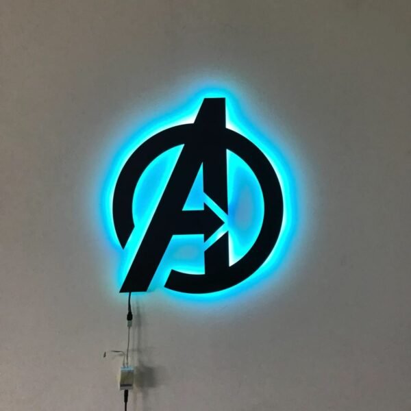 Avengers Logo LED Wall Art – Marvel Superhero Blue Backlit Sign | Gamer & Home Theater Decor | 18 Inch - Image 2