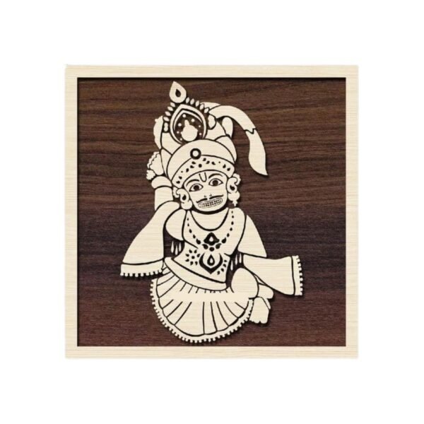Shreenath ji Wooden Wall Art | Laser-Cut Hindu God Decor | Traditional Indian Home Temple Frame | 12 Inch