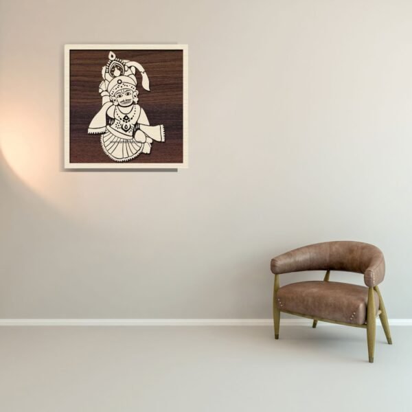 Shreenath ji Wooden Wall Art | Laser-Cut Hindu God Decor | Traditional Indian Home Temple Frame | 12 Inch - Image 4