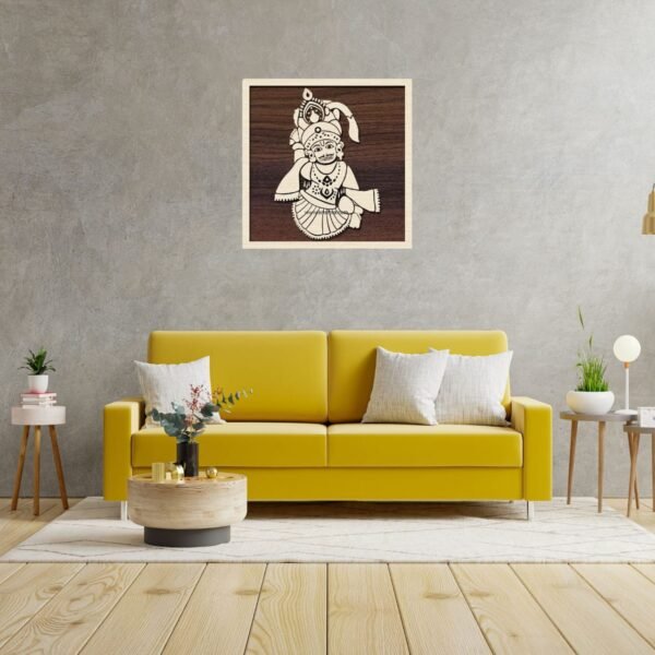 Shreenath ji Wooden Wall Art | Laser-Cut Hindu God Decor | Traditional Indian Home Temple Frame | 12 Inch - Image 3