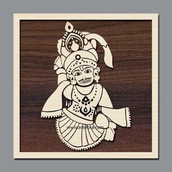 Shreenath ji Wooden Wall Art | Laser-Cut Hindu God Decor | Traditional Indian Home Temple Frame | 12 Inch - Image 2