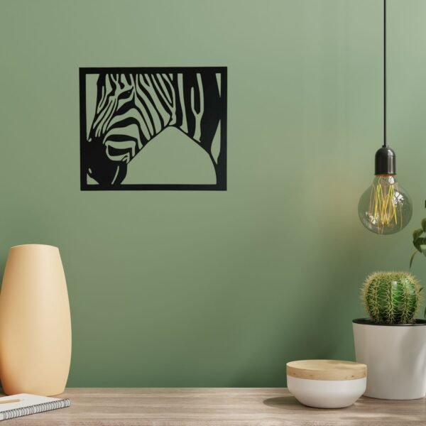 Minimalist Zebra Wall Art | Black Metal Silhouette | Modern Animal-Inspired Home Decor | 18 Inch - Image 2