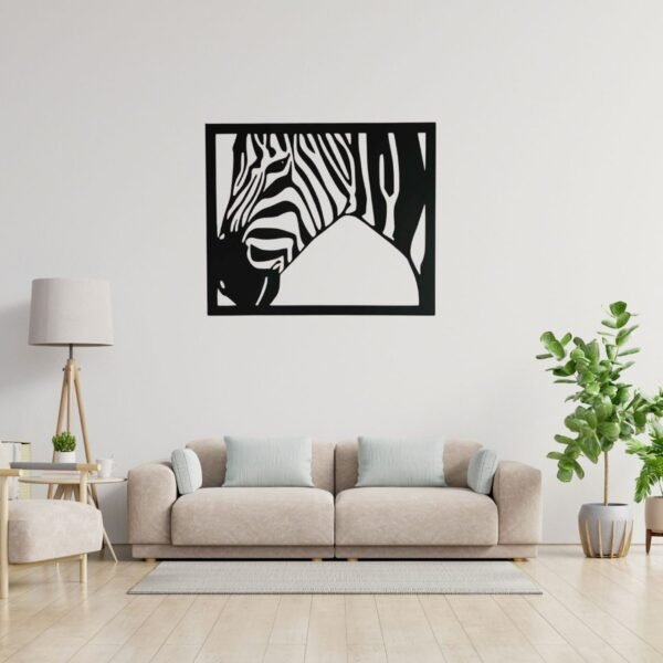 Minimalist Zebra Wall Art | Black Metal Silhouette | Modern Animal-Inspired Home Decor | 18 Inch