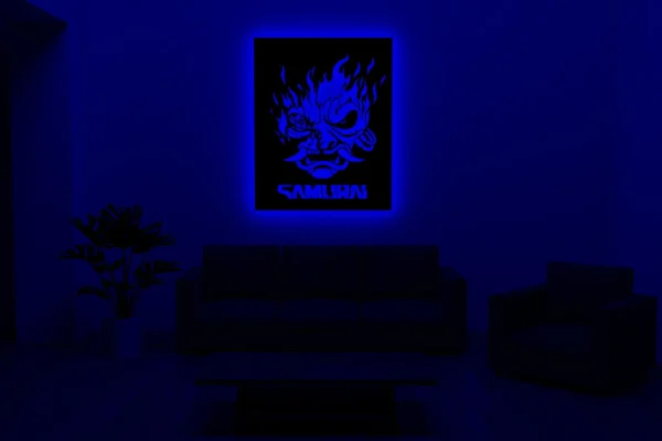 Samurai LED Wall Art Sign – Cyberpunk Gaming Room Neon Light Décor 18 inch - Image 7