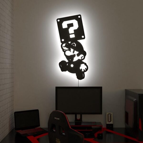 Mario LED Backlit Logo – Acrylic/MDF Wall Art Sign for Kids Room, Gaming Setup & Gift 18 Inches - Image 4