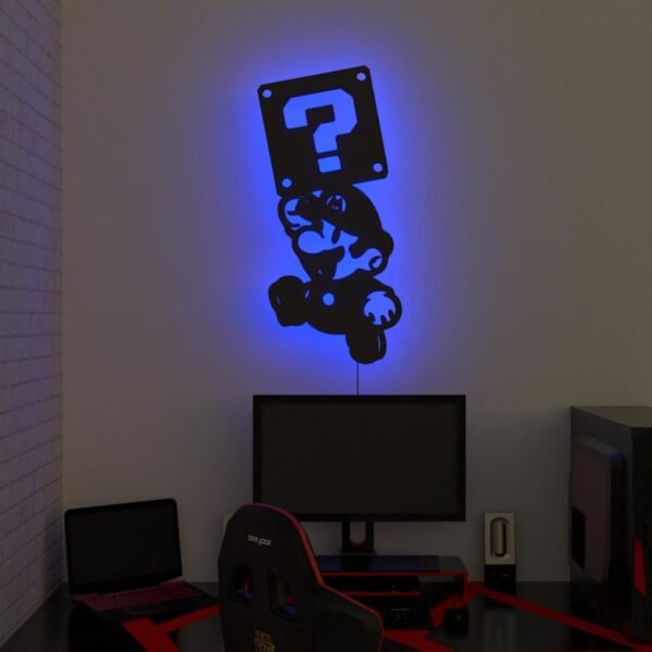 Mario LED Backlit Logo – Acrylic/MDF Wall Art Sign for Kids Room, Gaming Setup & Gift 18 Inches - Image 3